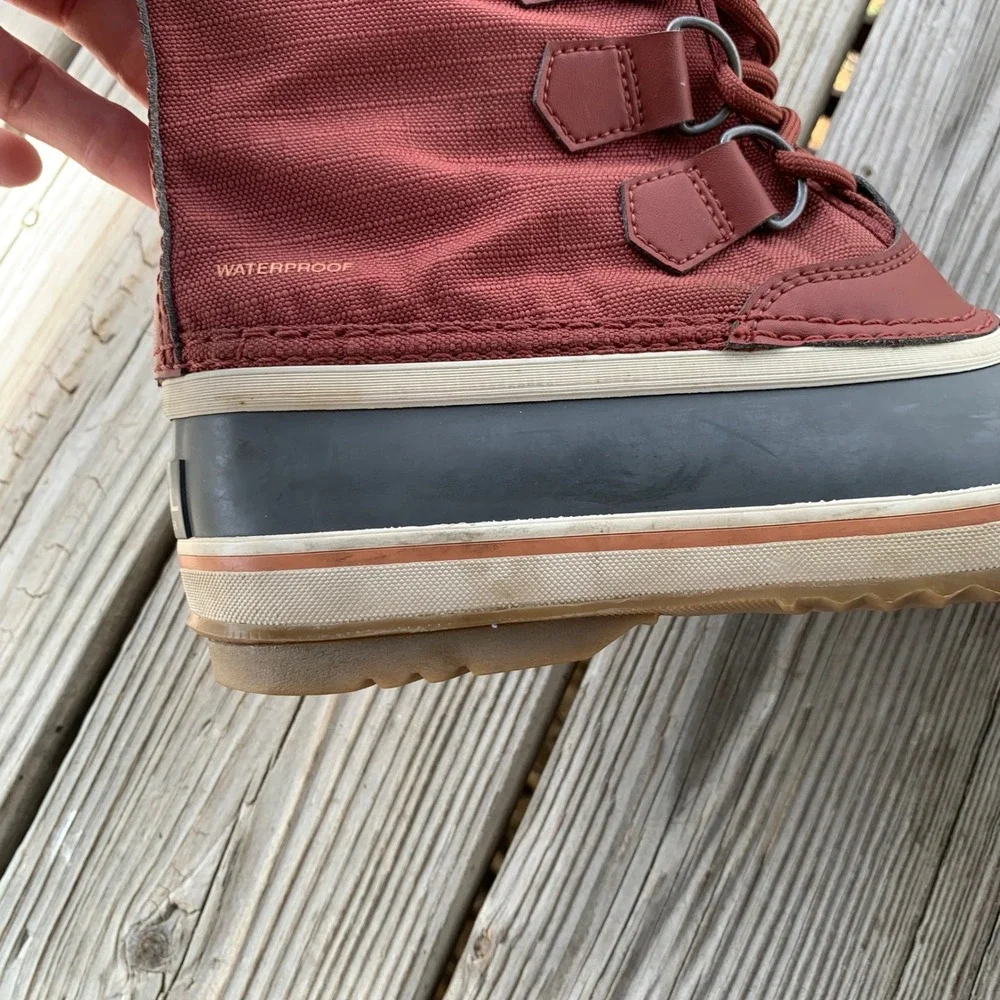 Sorel Winter Carnival‎ Waterproof Boots Rust Faux Shearling Duck Boots Womens 7